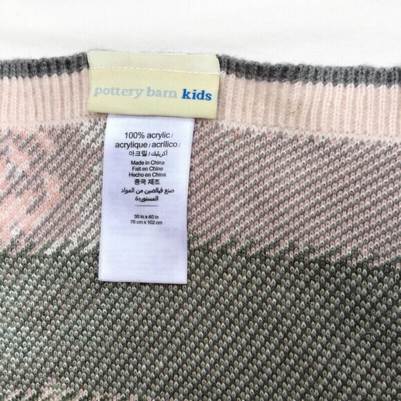 Pottery Barn Kids Meredith Knit Pink Floral Rose Baby Nursery Blanket 46x30 - Picture 5 of 8